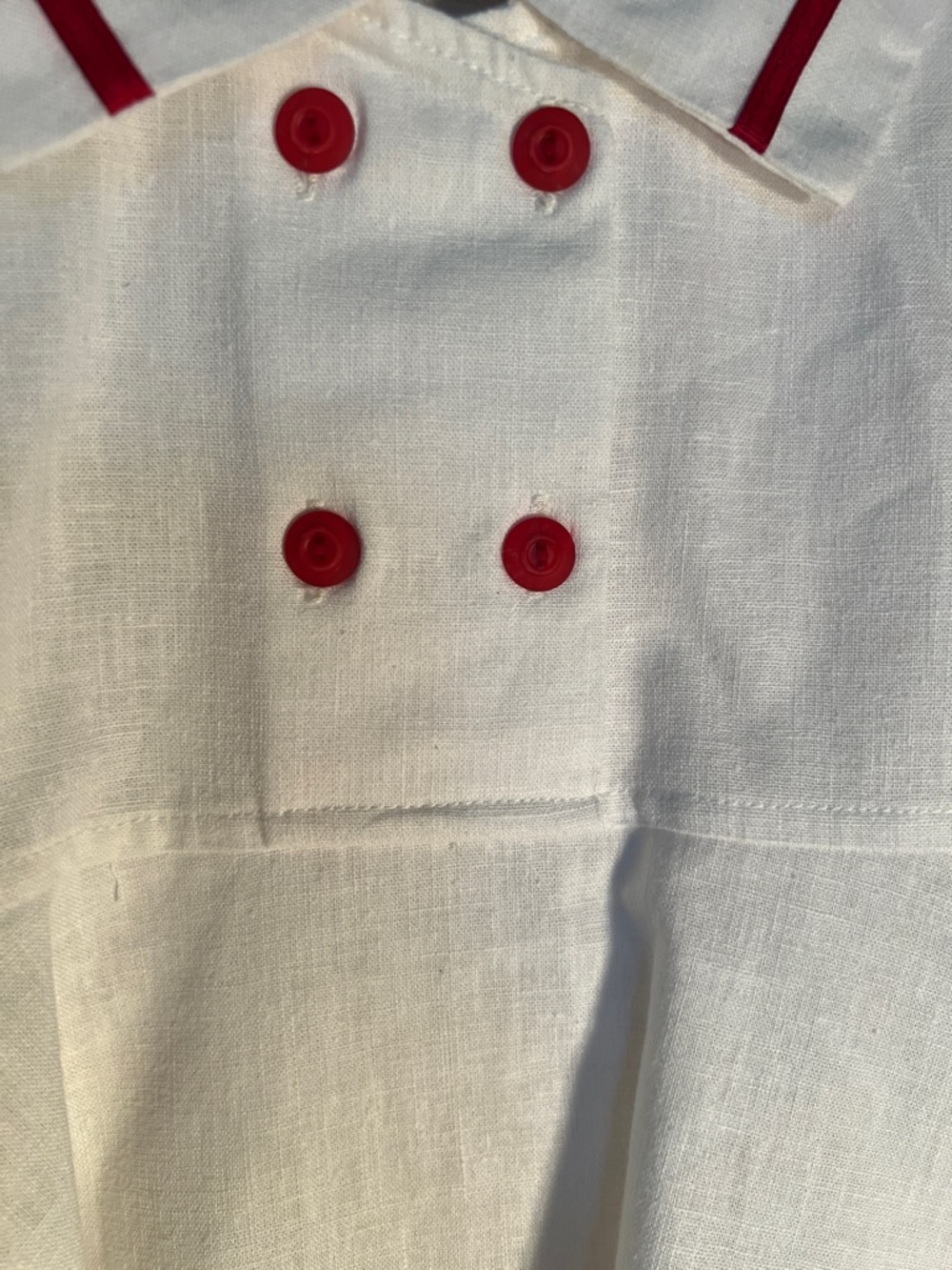 French Coccoli White Vintage Dress with Red Trim Sailor Collar and Bow Back 24M - Picture 4 of 7